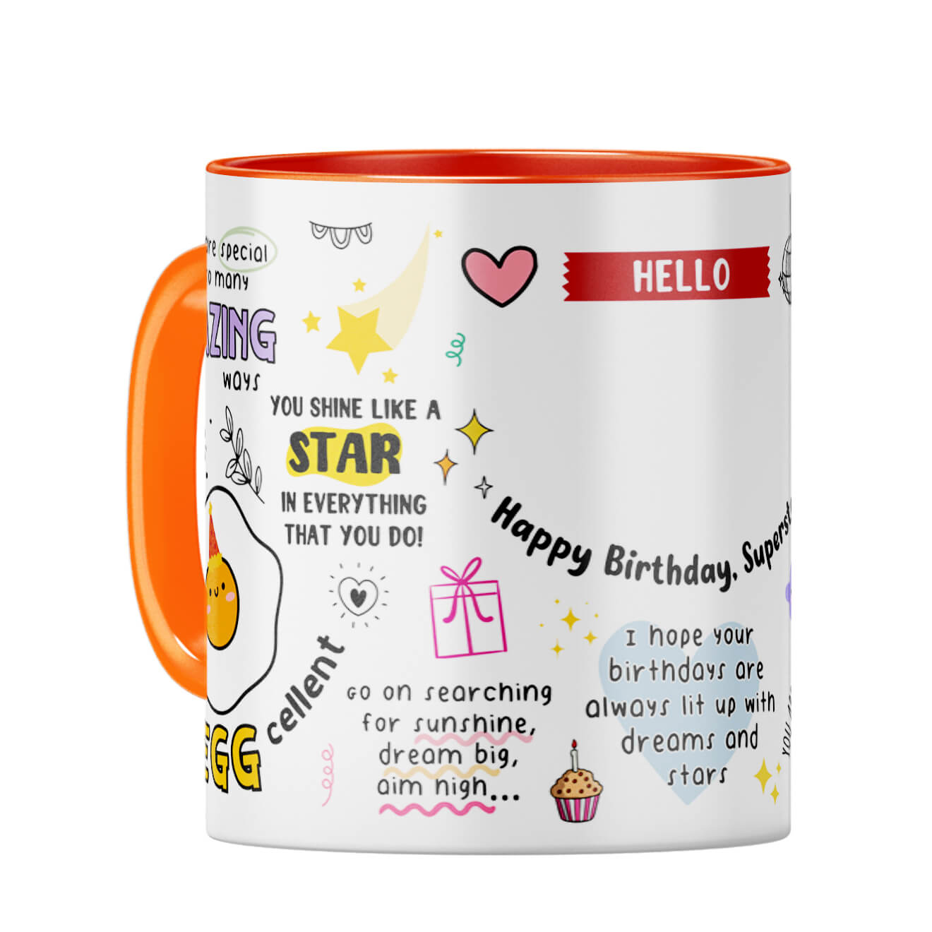 Customised Happy Birthday Superstar Coffee Mug Orange