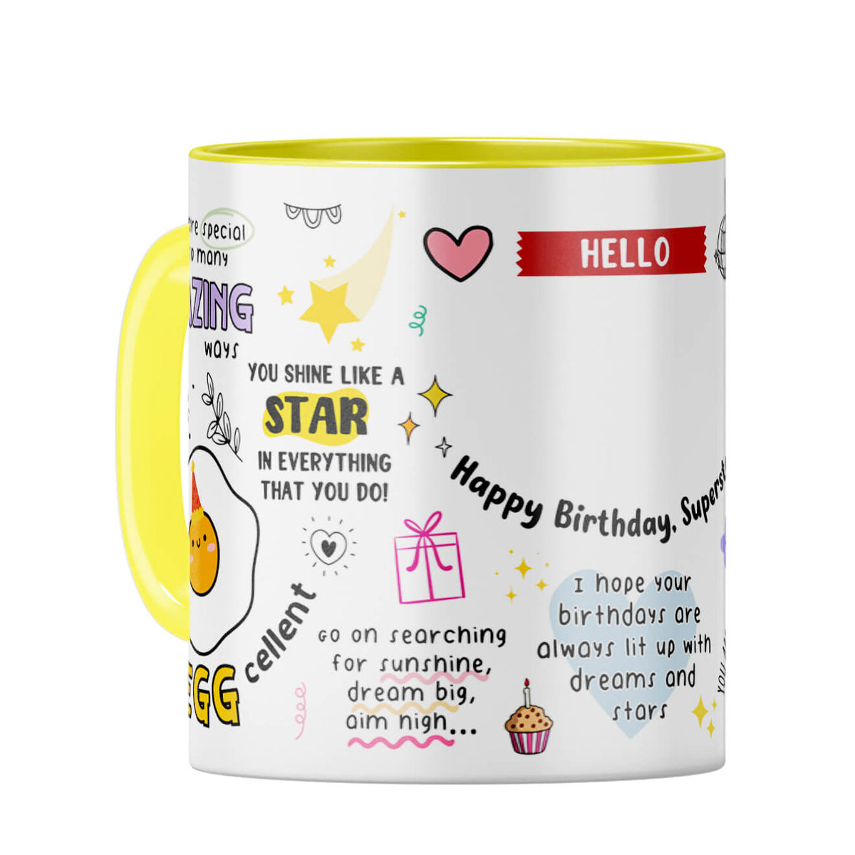 Customised Happy Birthday Superstar Coffee Mug Yellow
