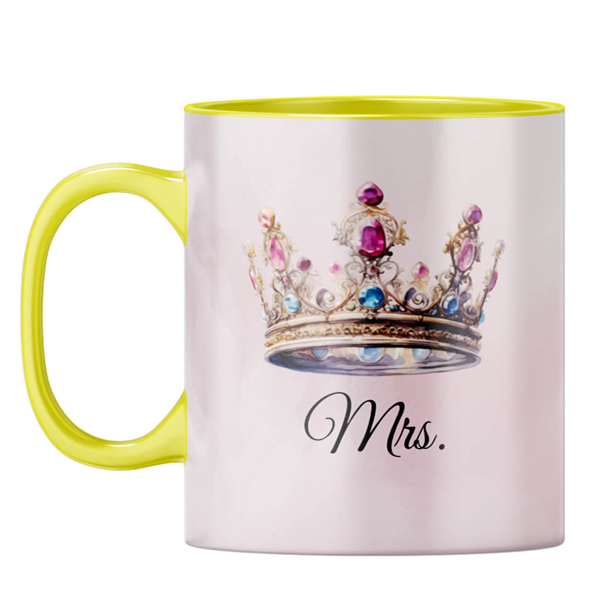 Customised Name Mrs Coffee Mug Yellow