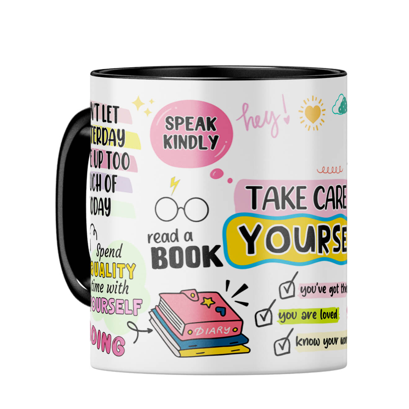 Customised Name Take Care Yourself Coffee Mug Black