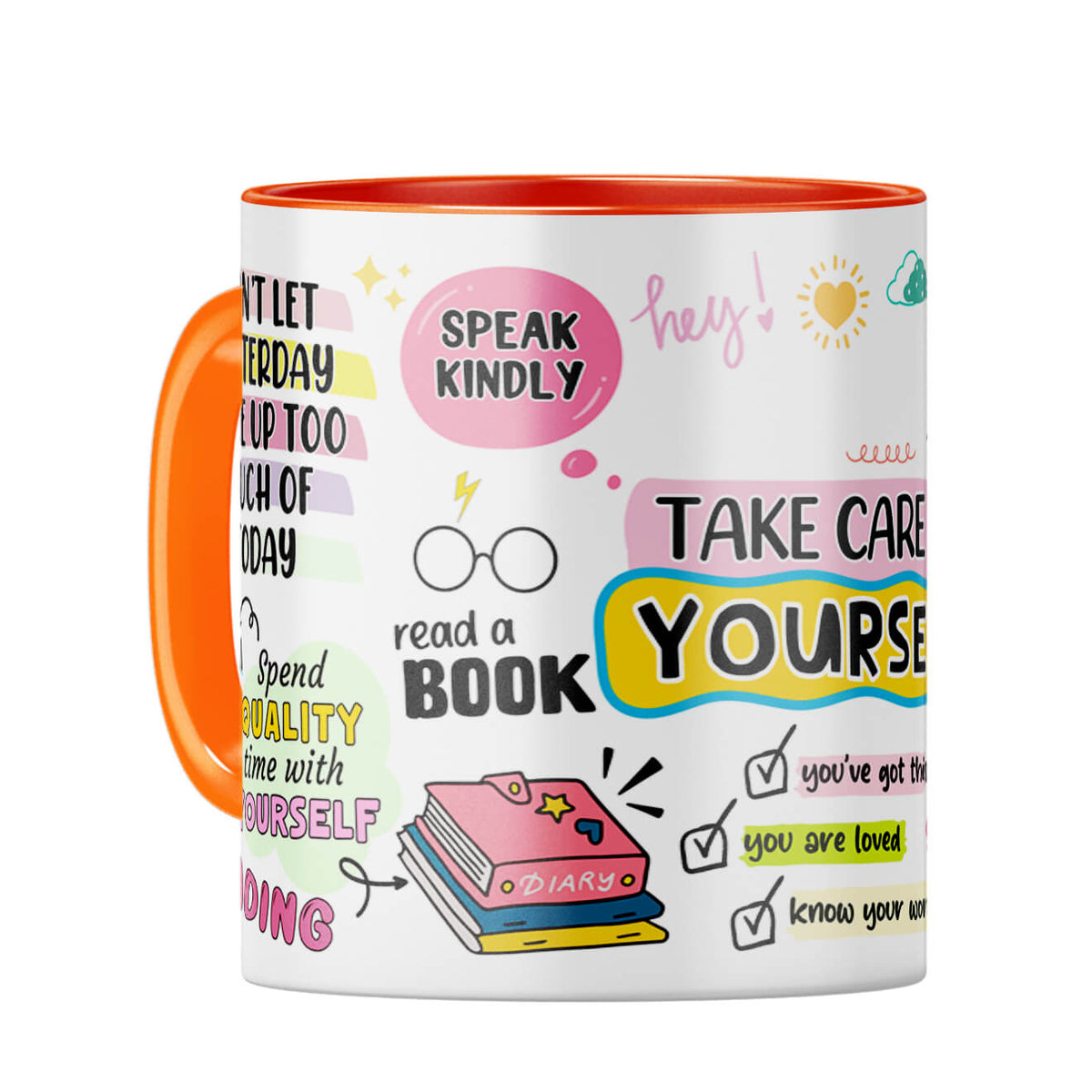 Customised Name Take Care Yourself Coffee Mug Orange