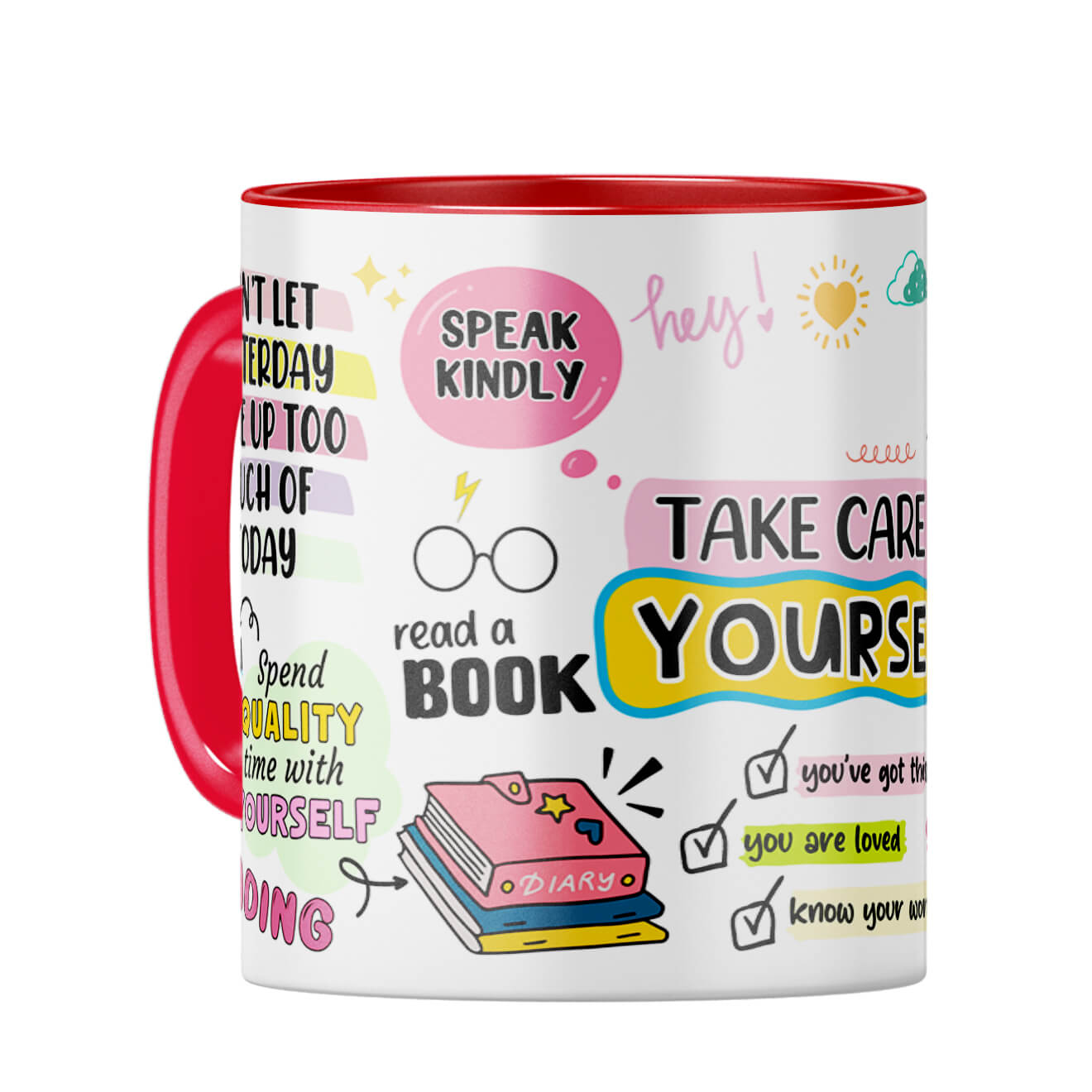 Customised Name Take Care Yourself Coffee Mug Red