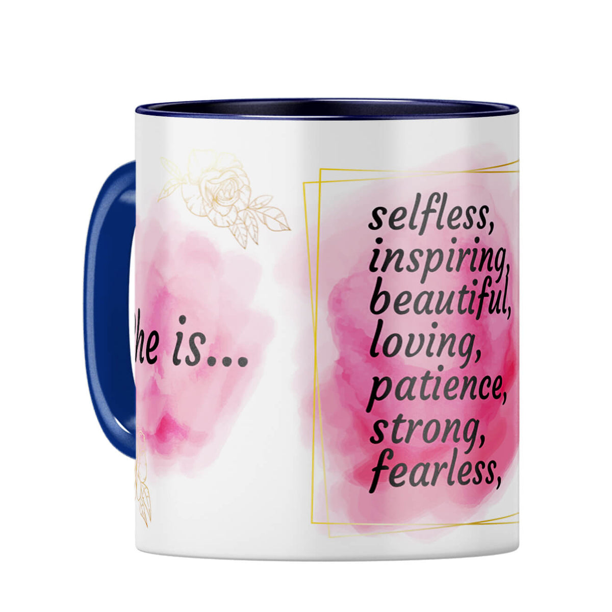 Customised She Is Strong Woman Coffee Mug Dark Blue