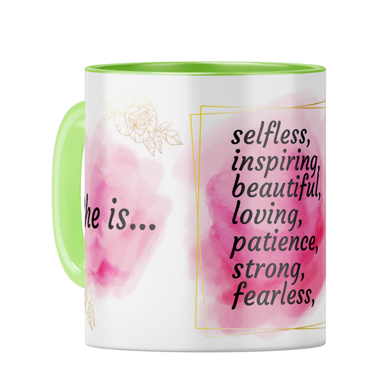 Customised She Is Strong Woman Coffee Mug Light Green
