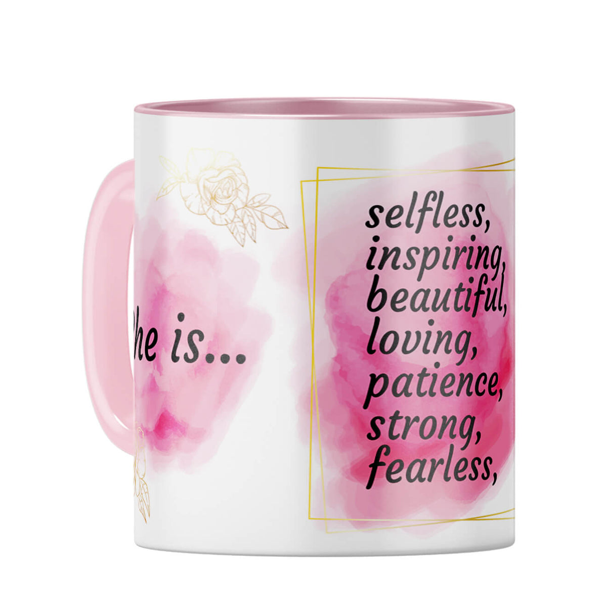 Customised She Is Strong Woman Coffee Mug Pink