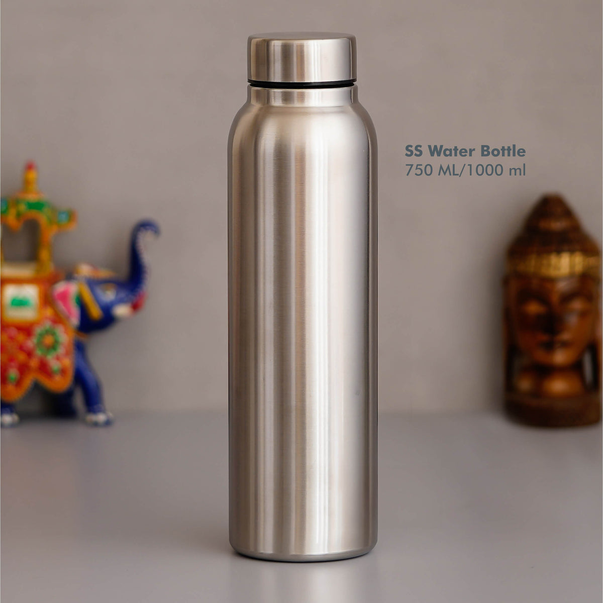 Customizable 1000 ML Silver Stainless Steel Bottle - Perfect for Gifting