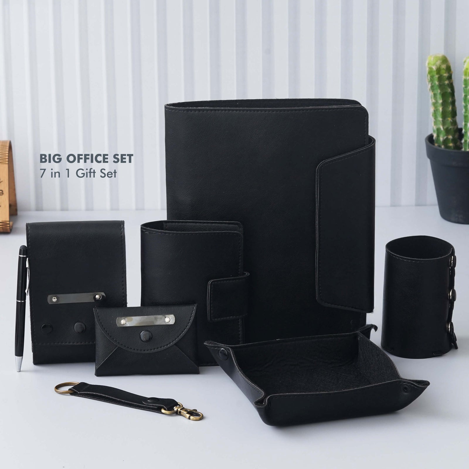 Customizable 7-in-1 Office Gift Set - Vegan Leather
