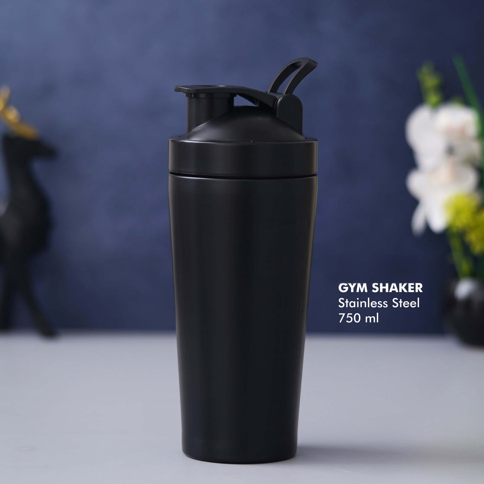 Customizable Black Stainless Steel Gym Shaker - Perfect for Fitness Enthusiasts