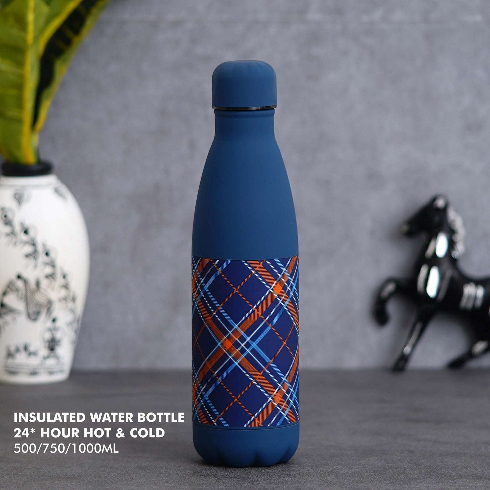 Customizable Blue Insulated Water Bottle - 1000 ML