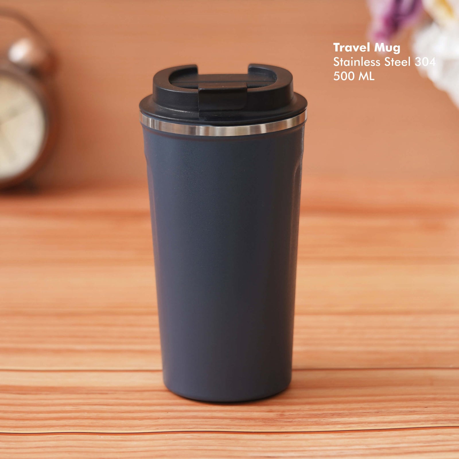 Customizable Blue Stainless Steel Travel Mug - Perfect for Daily Commutes