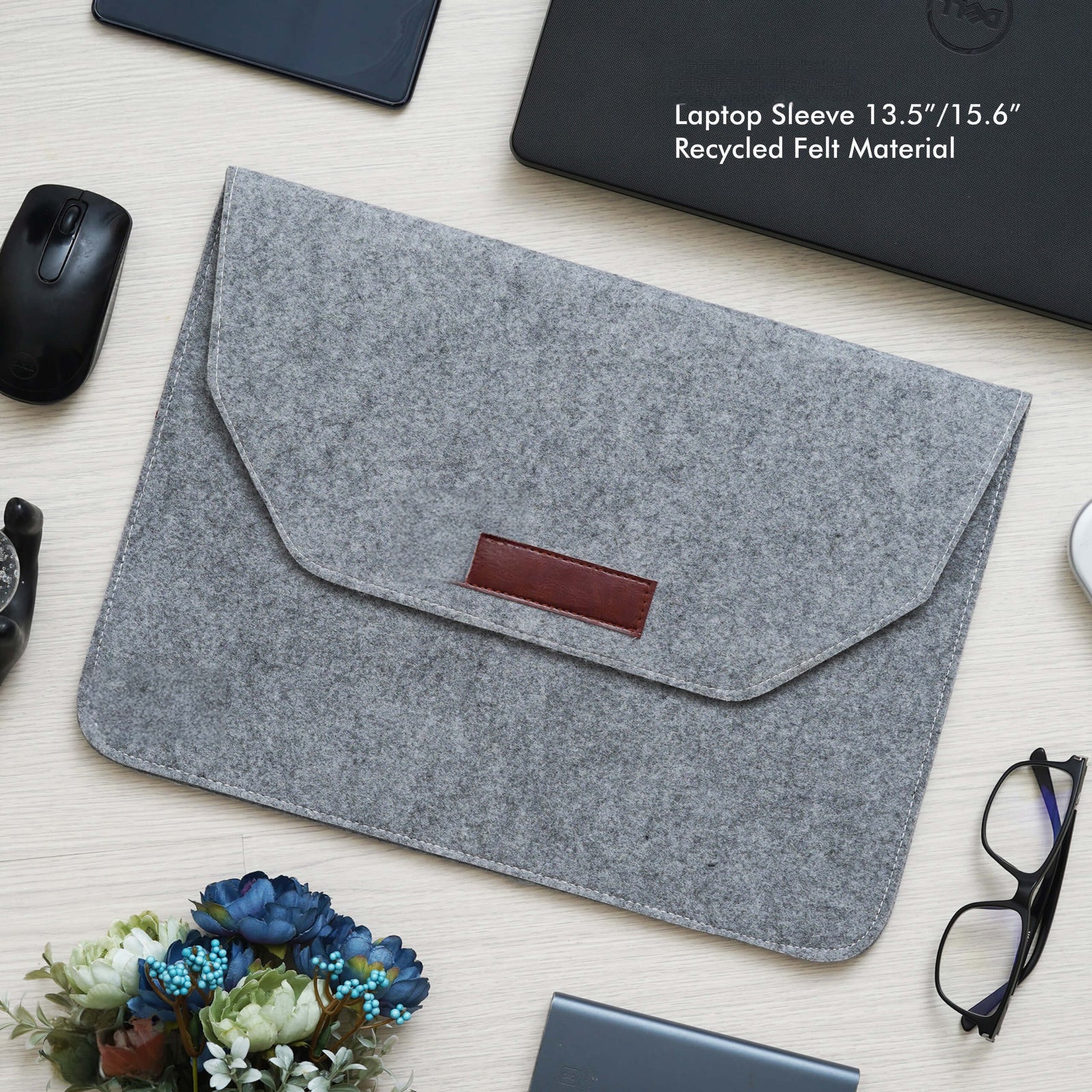 Customizable Grey Laptop Sleeve - Fits Laptops Up to 13.5 Inch