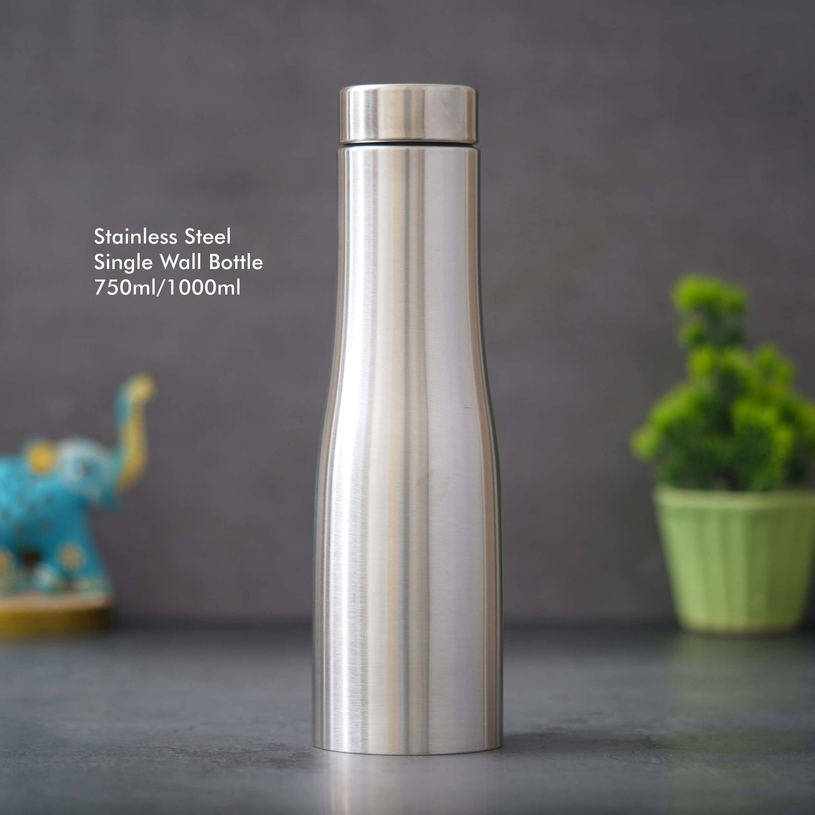 Customizable 1000 ML Silver Stainless Steel Bottle - Perfect for Gifting