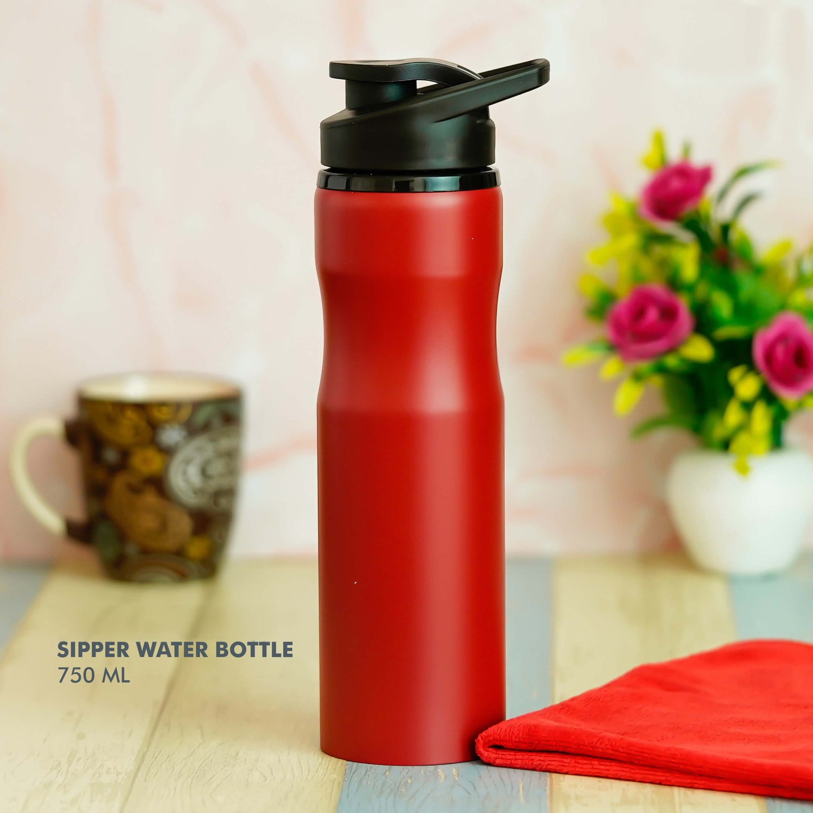 Customizable Red Sipper Bottle - Perfect for On-the-Go Hydration