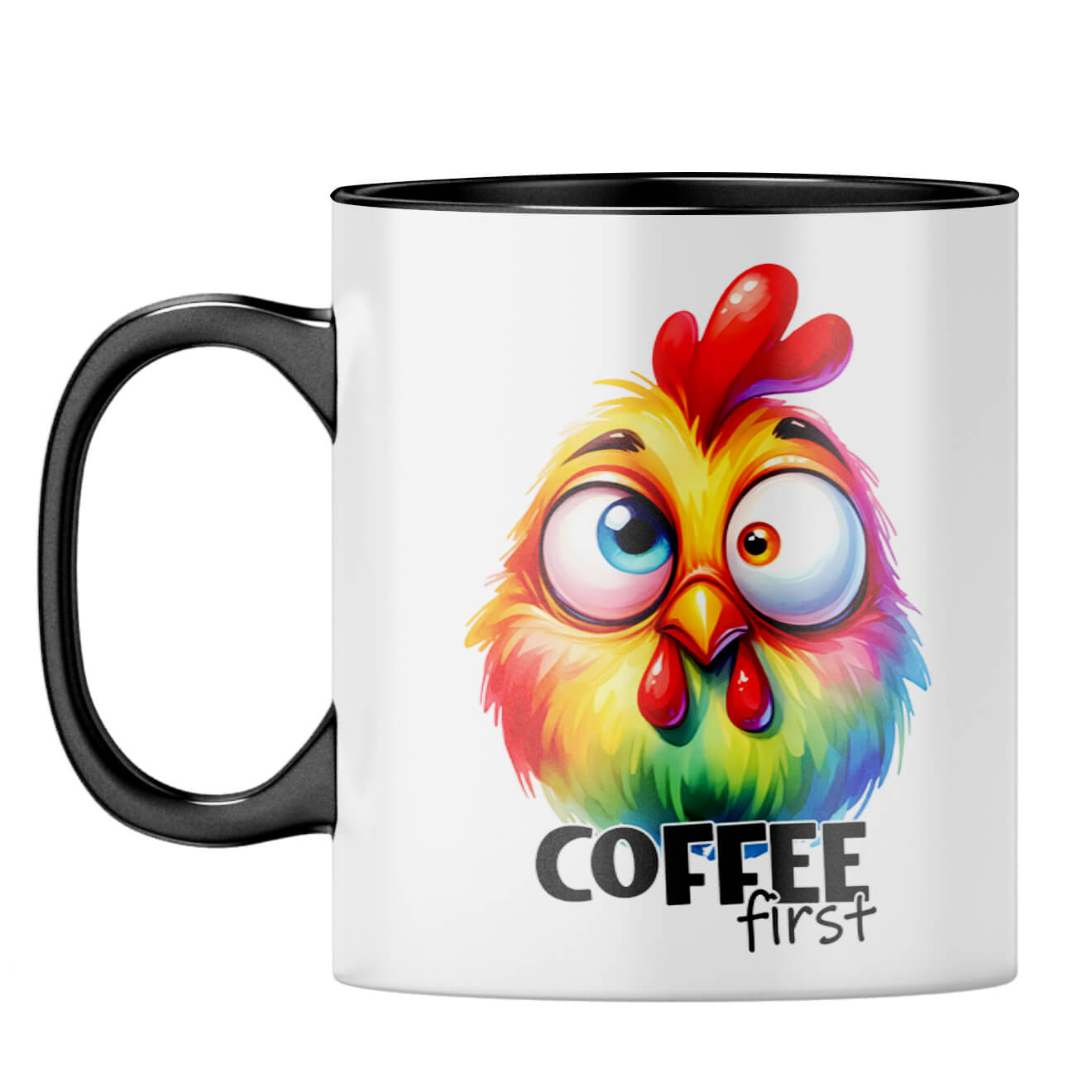 Cute Coffee First Coffee Mug Black