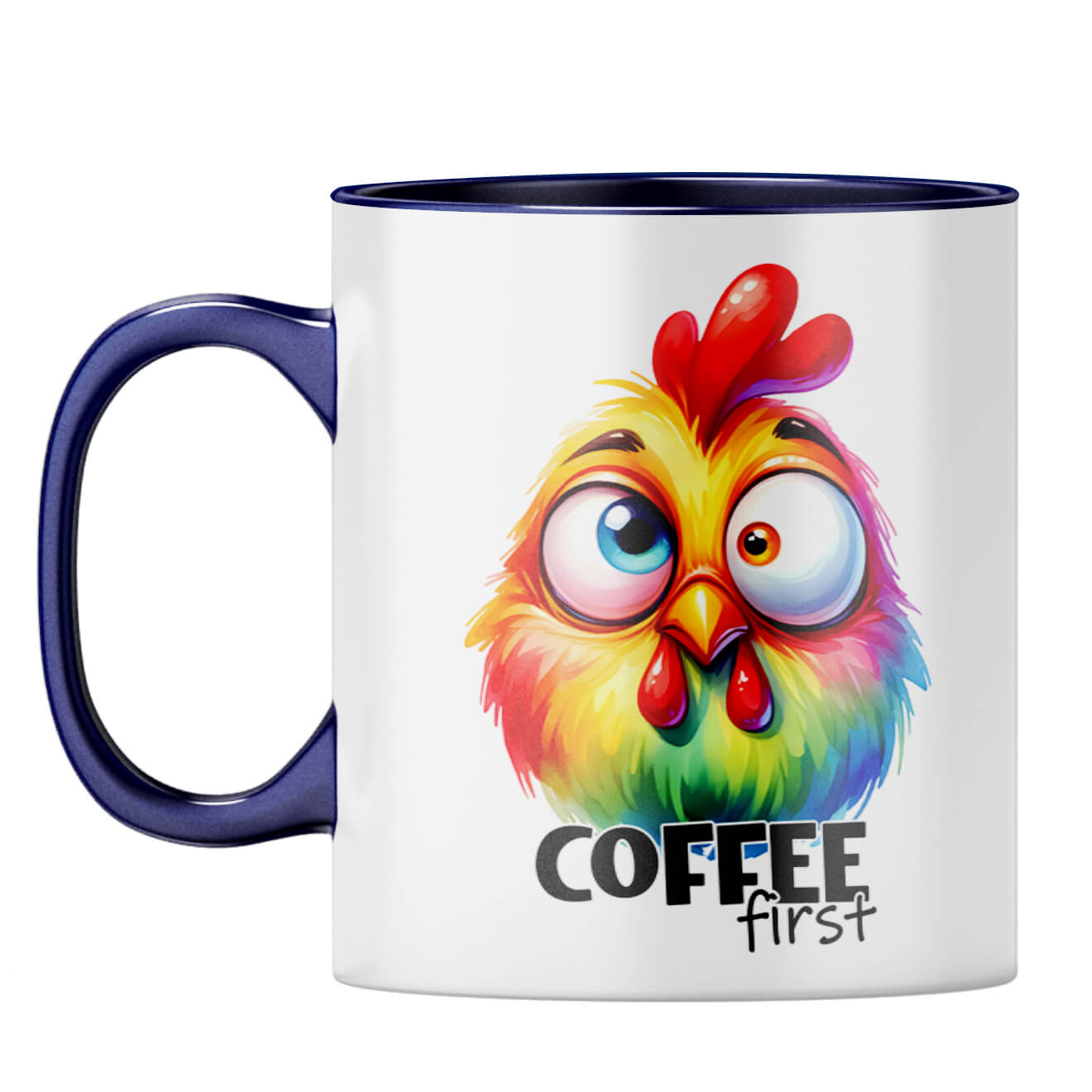 Cute Coffee First Coffee Mug Dark Blue