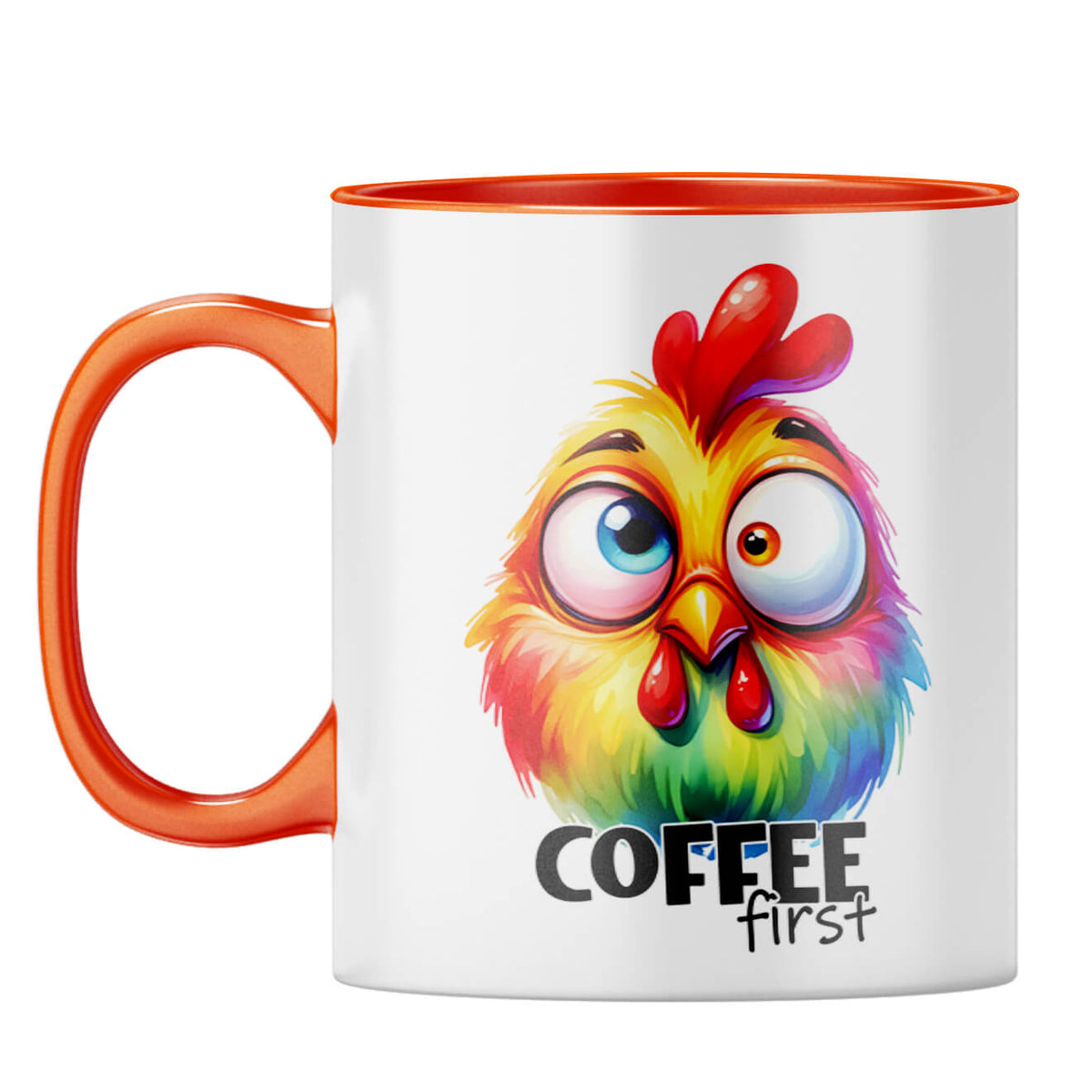 Cute Coffee First Coffee Mug Orange