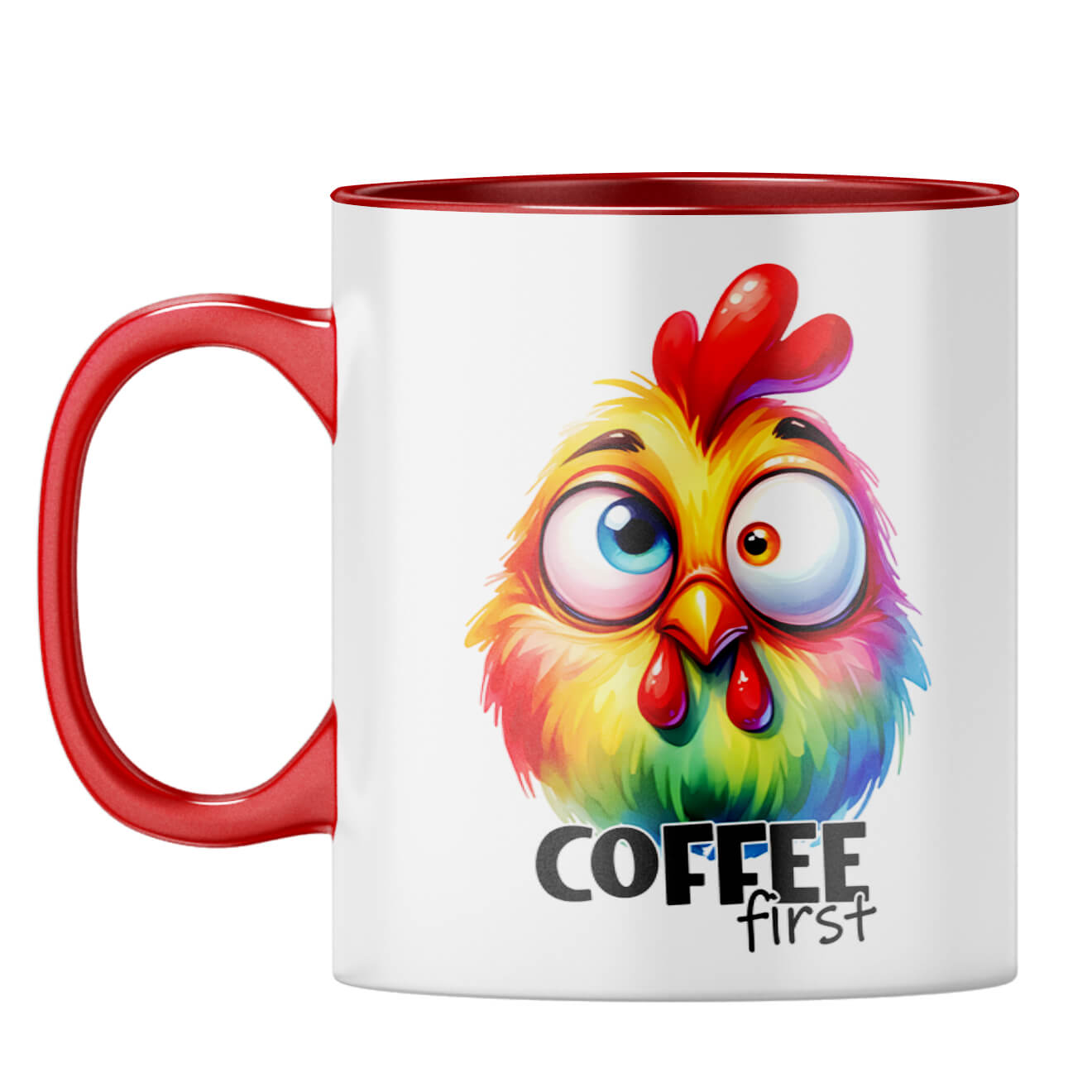 Cute Coffee First Coffee Mug Red