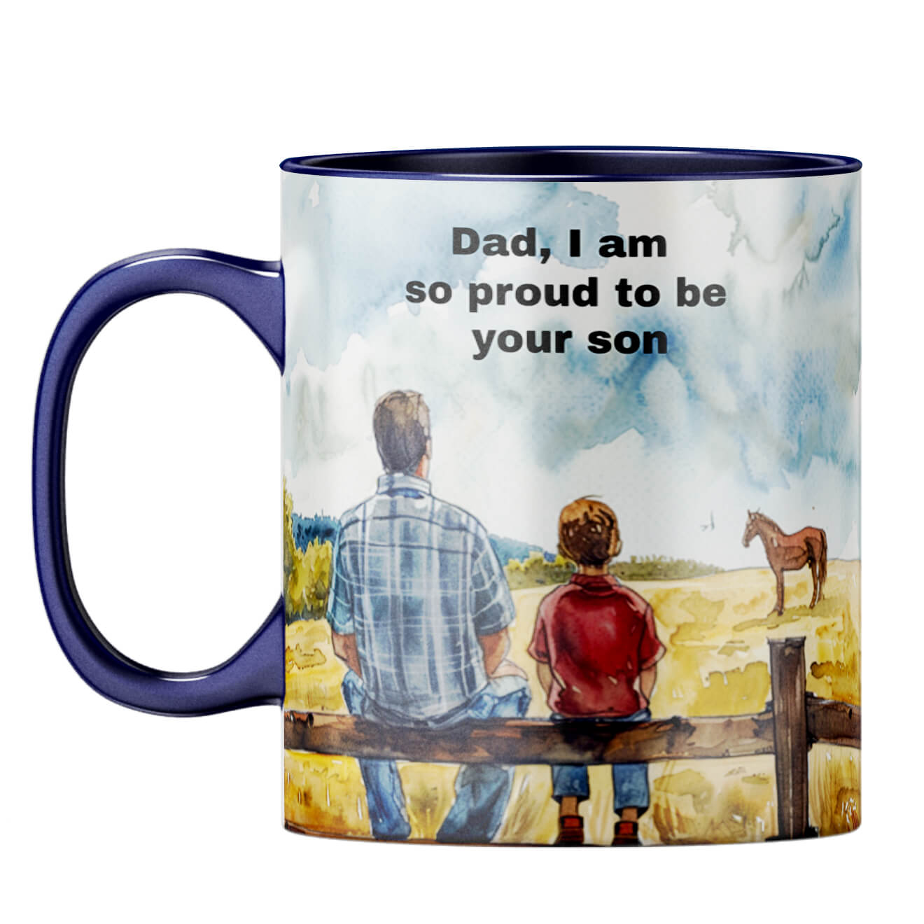 Dad I Am Proud to Be Your Son Coffee Mug Dark Blue