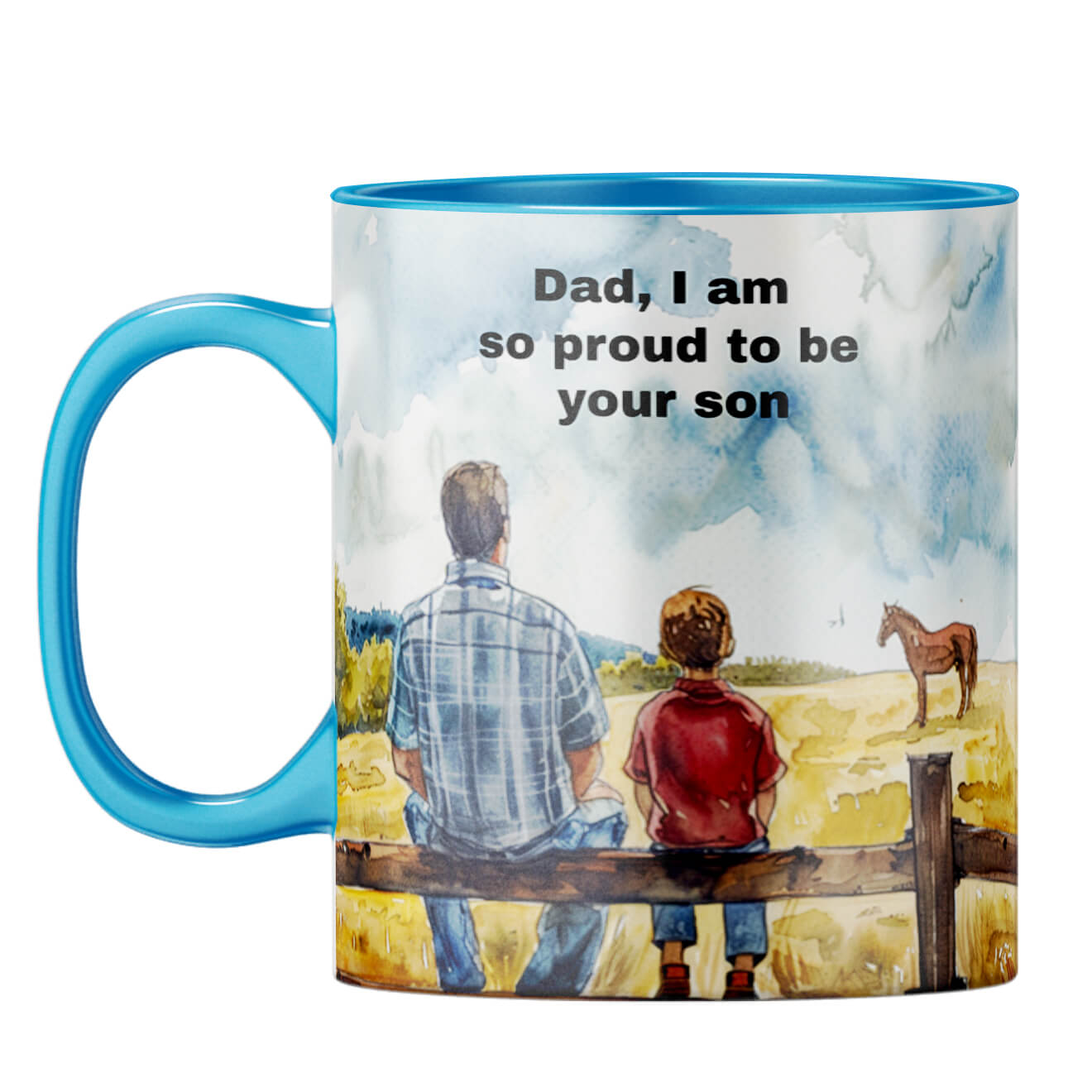 Dad I Am Proud to Be Your Son Coffee Mug Light Blue