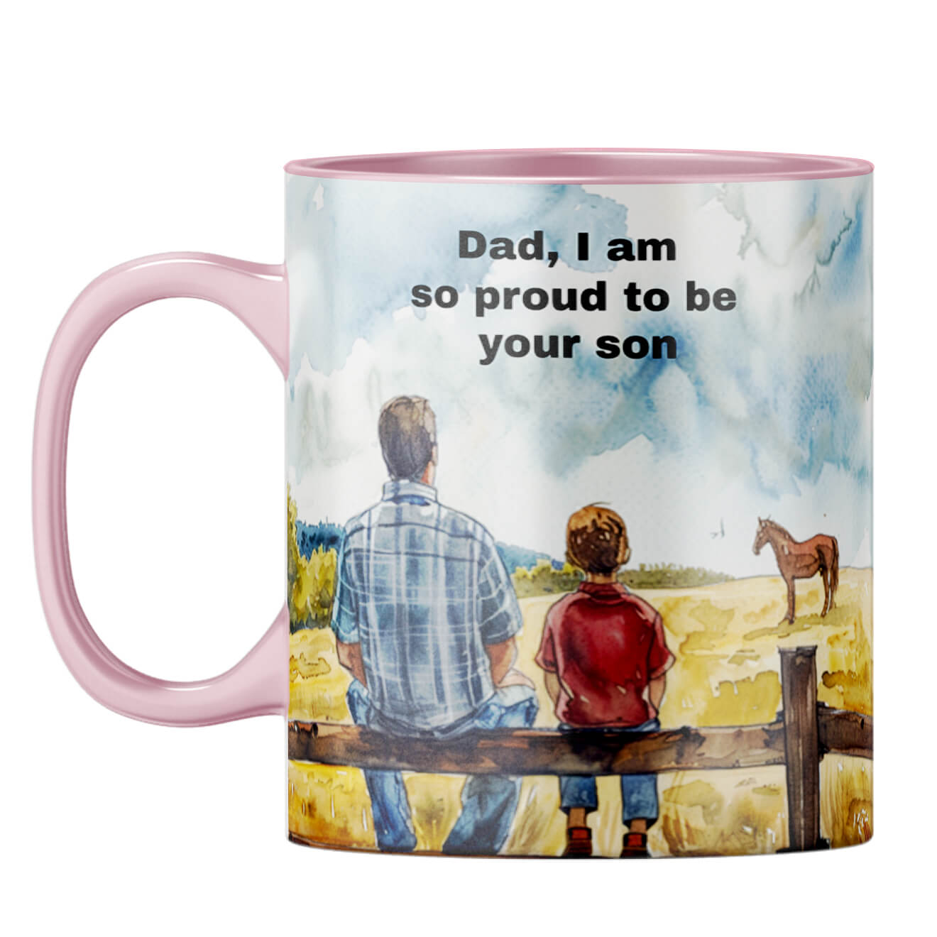 Dad I Am Proud to Be Your Son Coffee Mug Pink