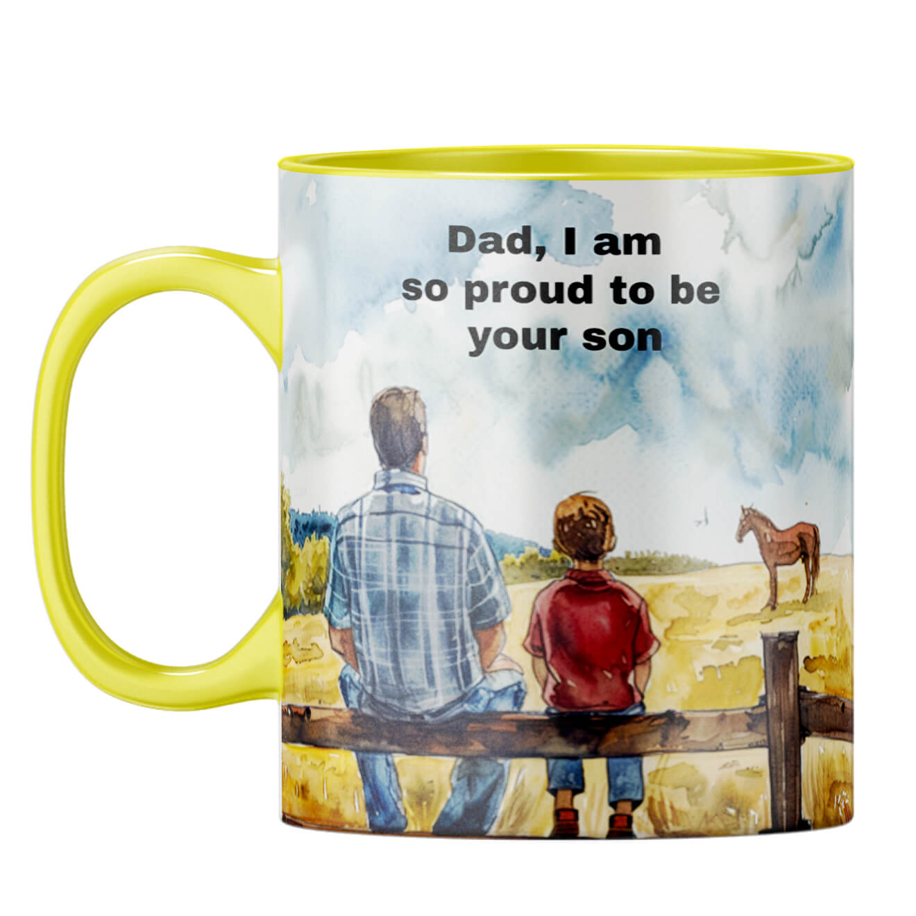 Dad I Am Proud to Be Your Son Coffee Mug Yellow