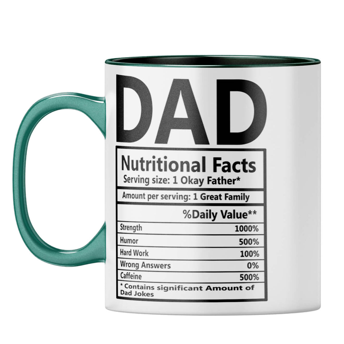 Dad Nutritional Fact Coffee Mug Dark Green