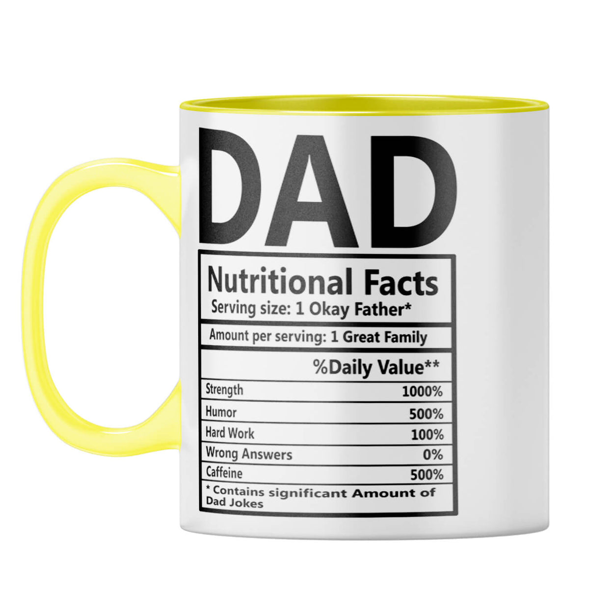 Dad Nutritional Fact Coffee Mug Yellow