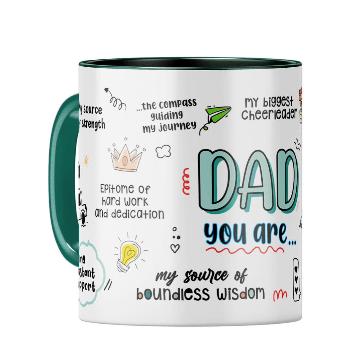 Dad You Are The World Coffee Mug Dark Green