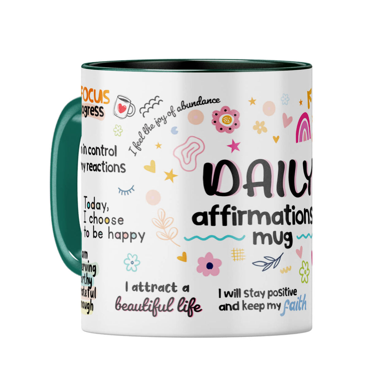 Daily Affirmation Coffee Mug Dark Green