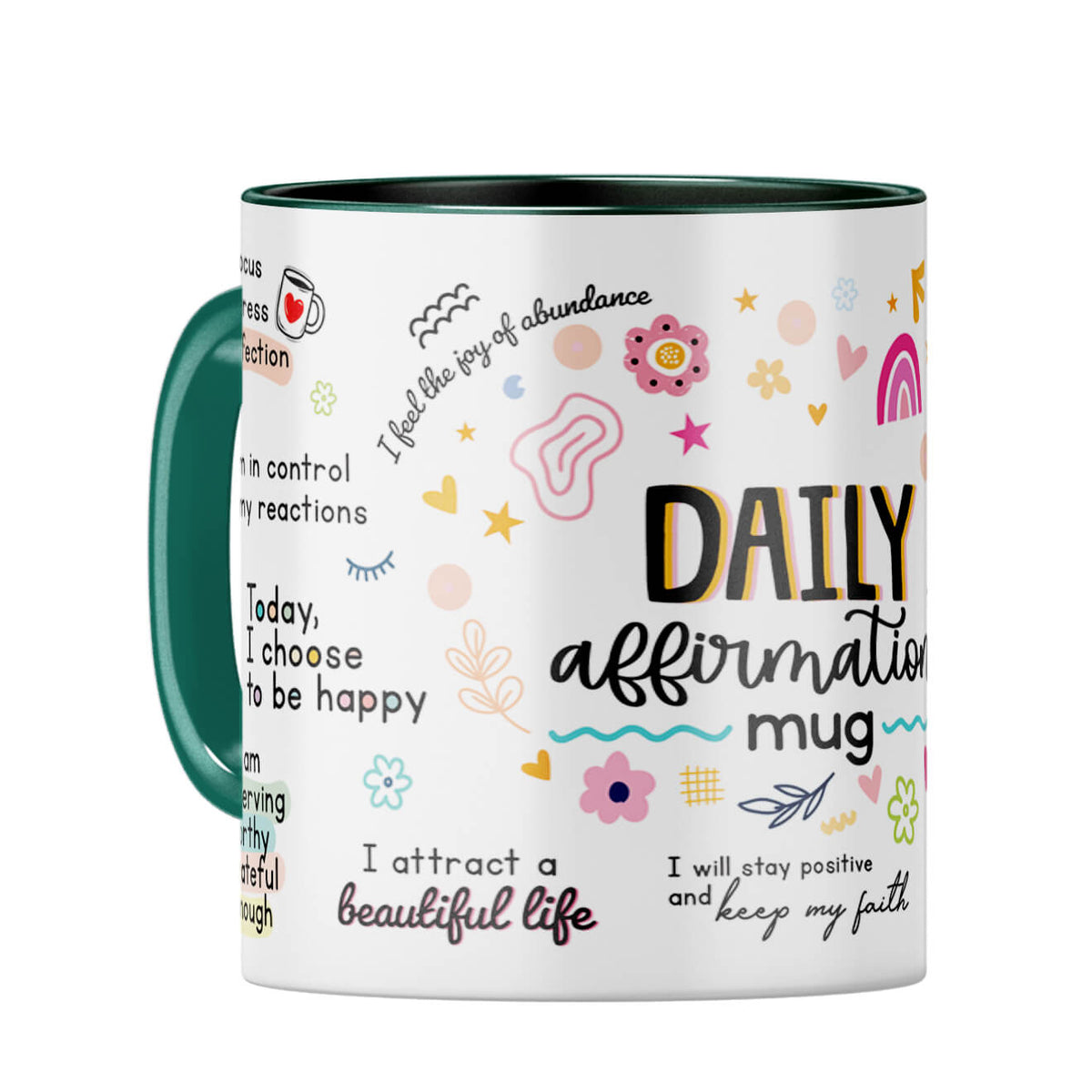 Daily Affirmations Coffee Mug Dark Green