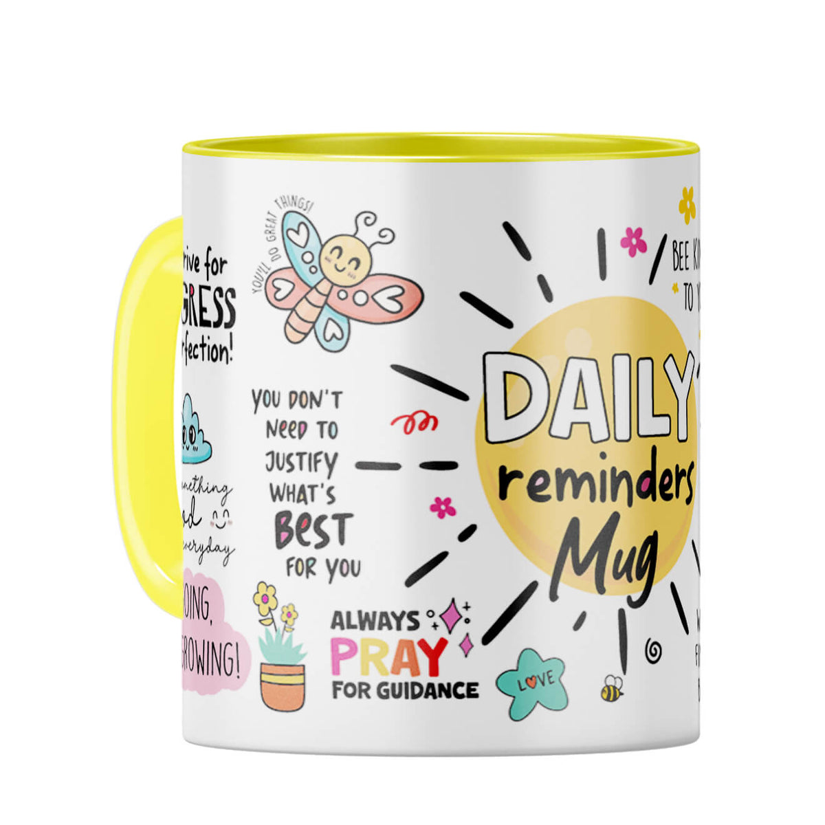 Daily Reminders Coffee Mug Yellow