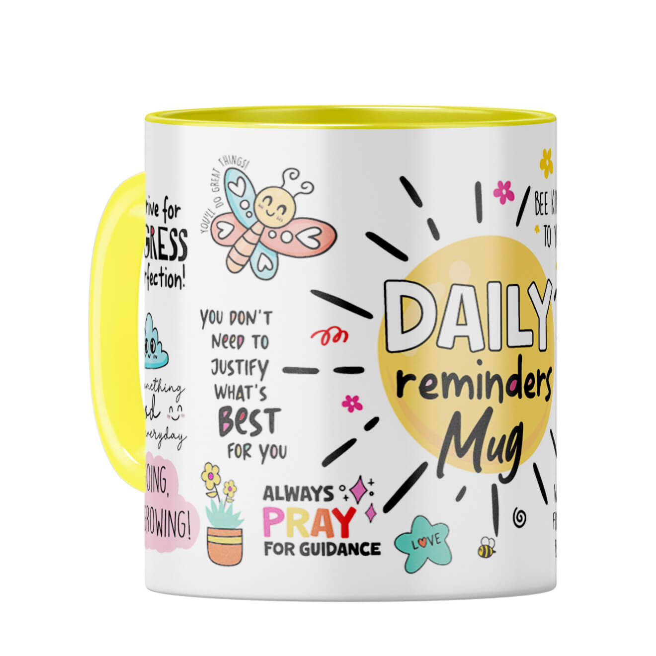 Daily Reminders Coffee Mug Yellow