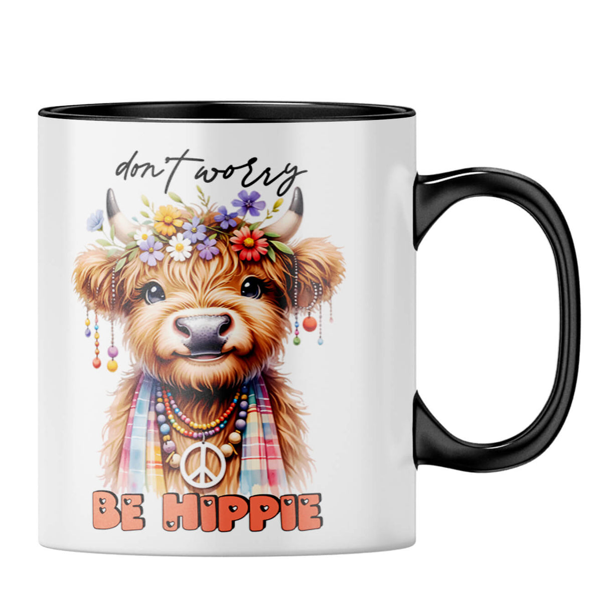 Dont Worry Be Hippie Coffee MugB-Black