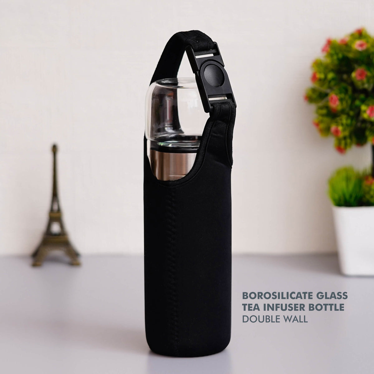 Double Wall Tea Infuser Borosilicate Glass Bottle
