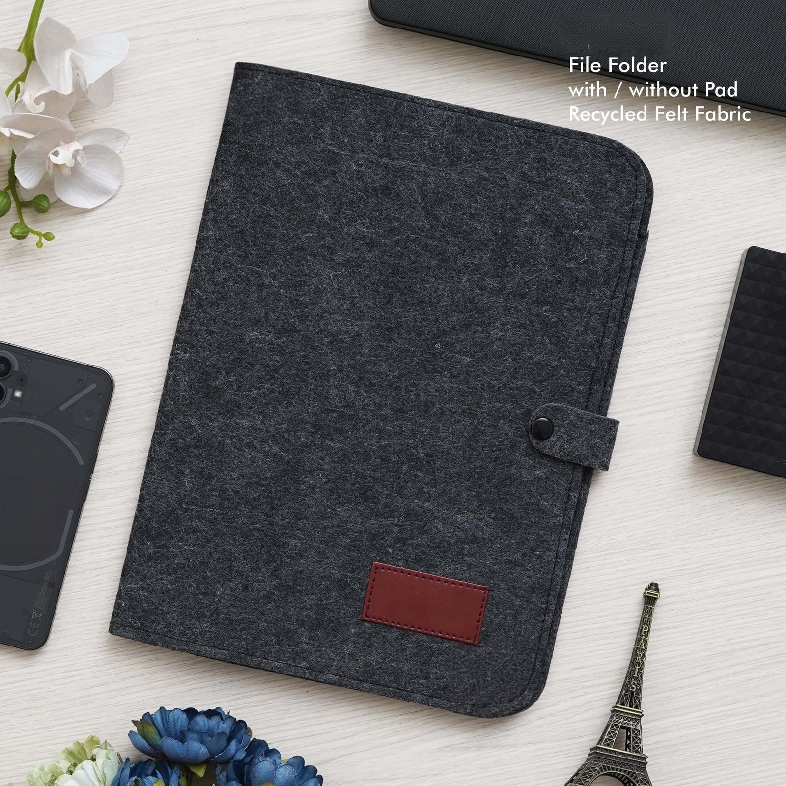 Elegant Black File Folder - Sustainable Organization