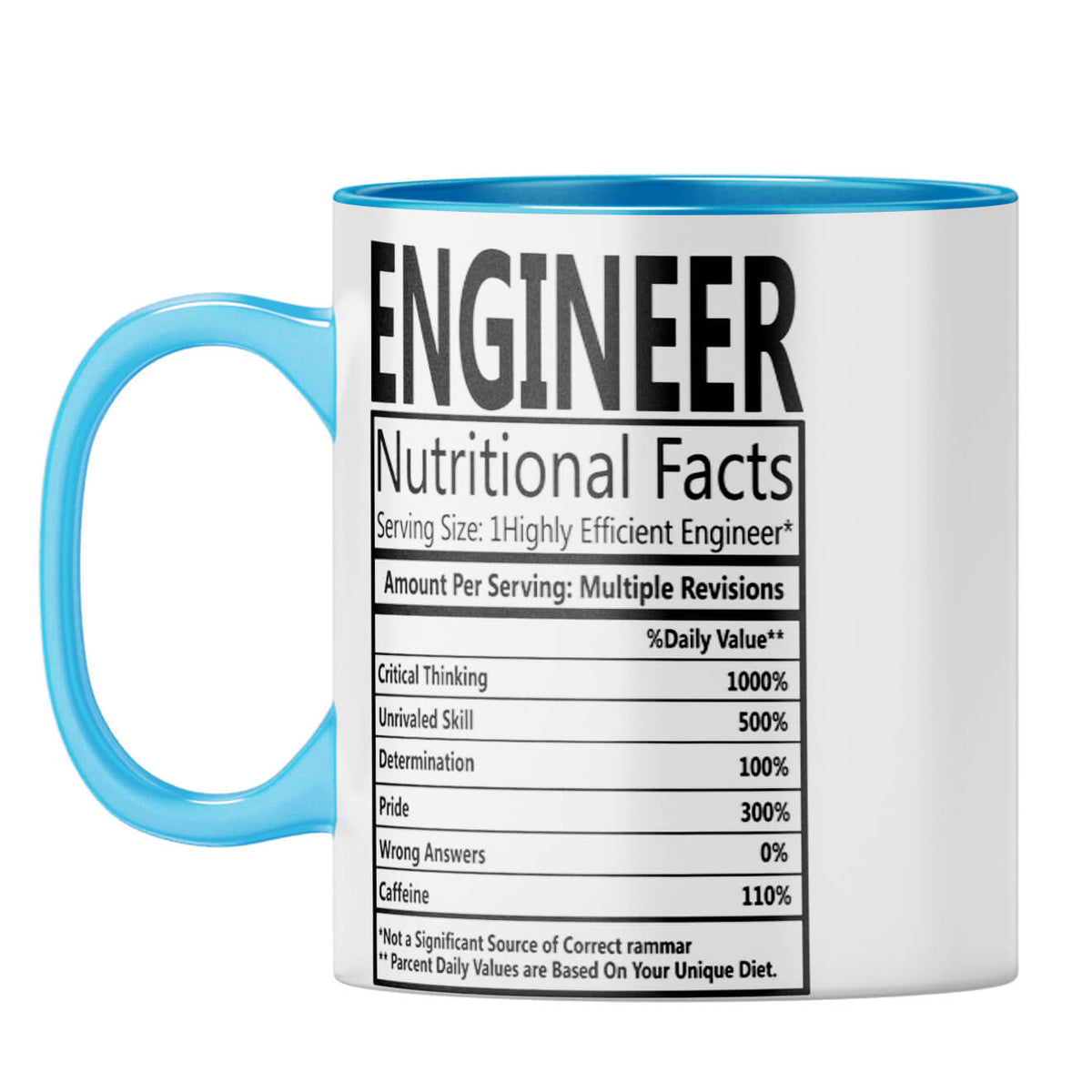 Engineer Nutritional Fact Coffee Mug Light Blue