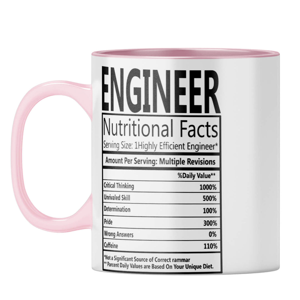 Engineer Nutritional Fact Coffee Mug Pink