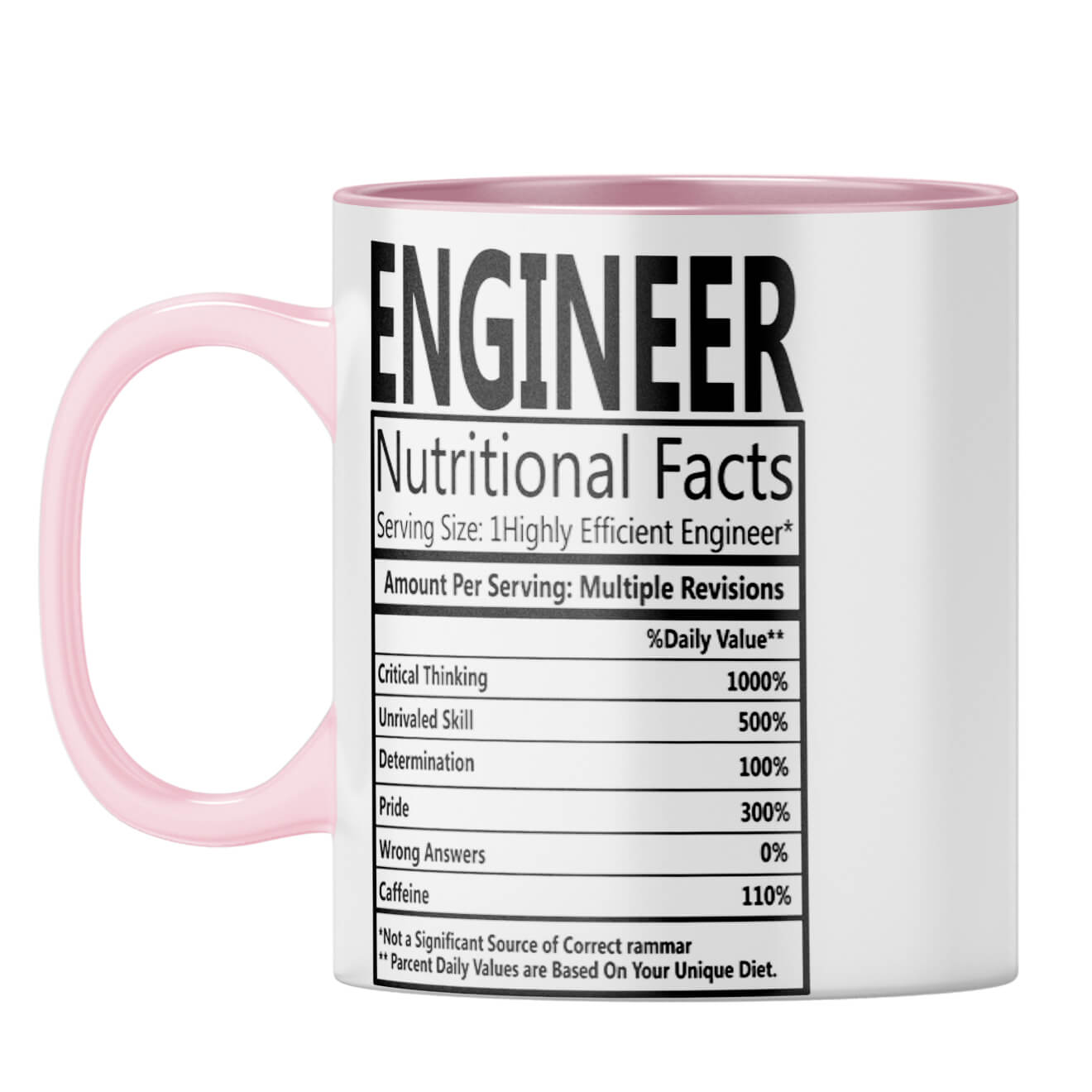 Engineer Nutritional Fact Coffee Mug Pink