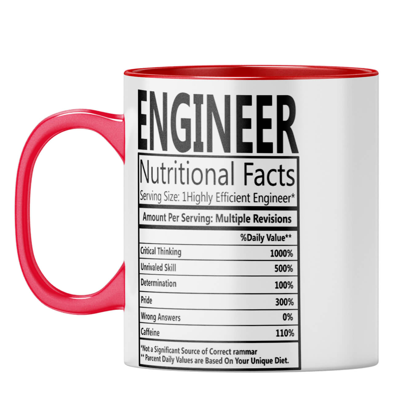 Engineer Nutritional Fact Coffee Mug Red