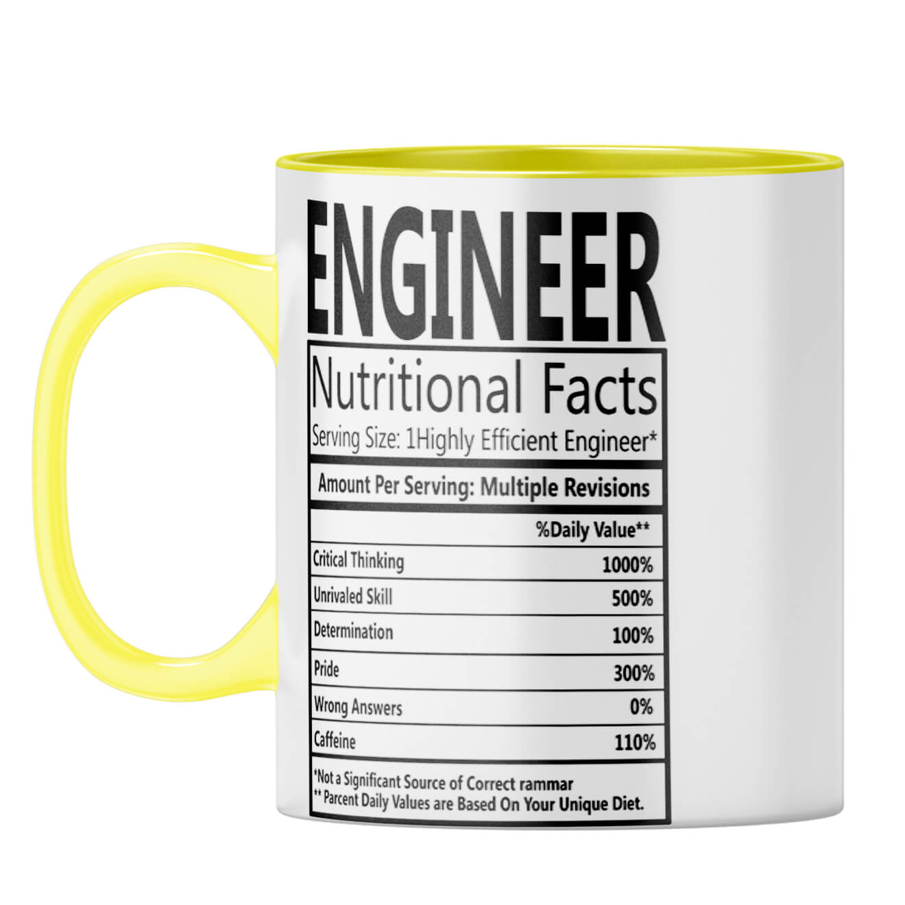 Engineer Nutritional Fact Coffee Mug Yellow