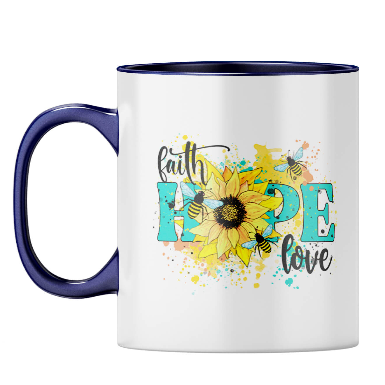 Faith Hope Love Coffee Mug Dark Blue
