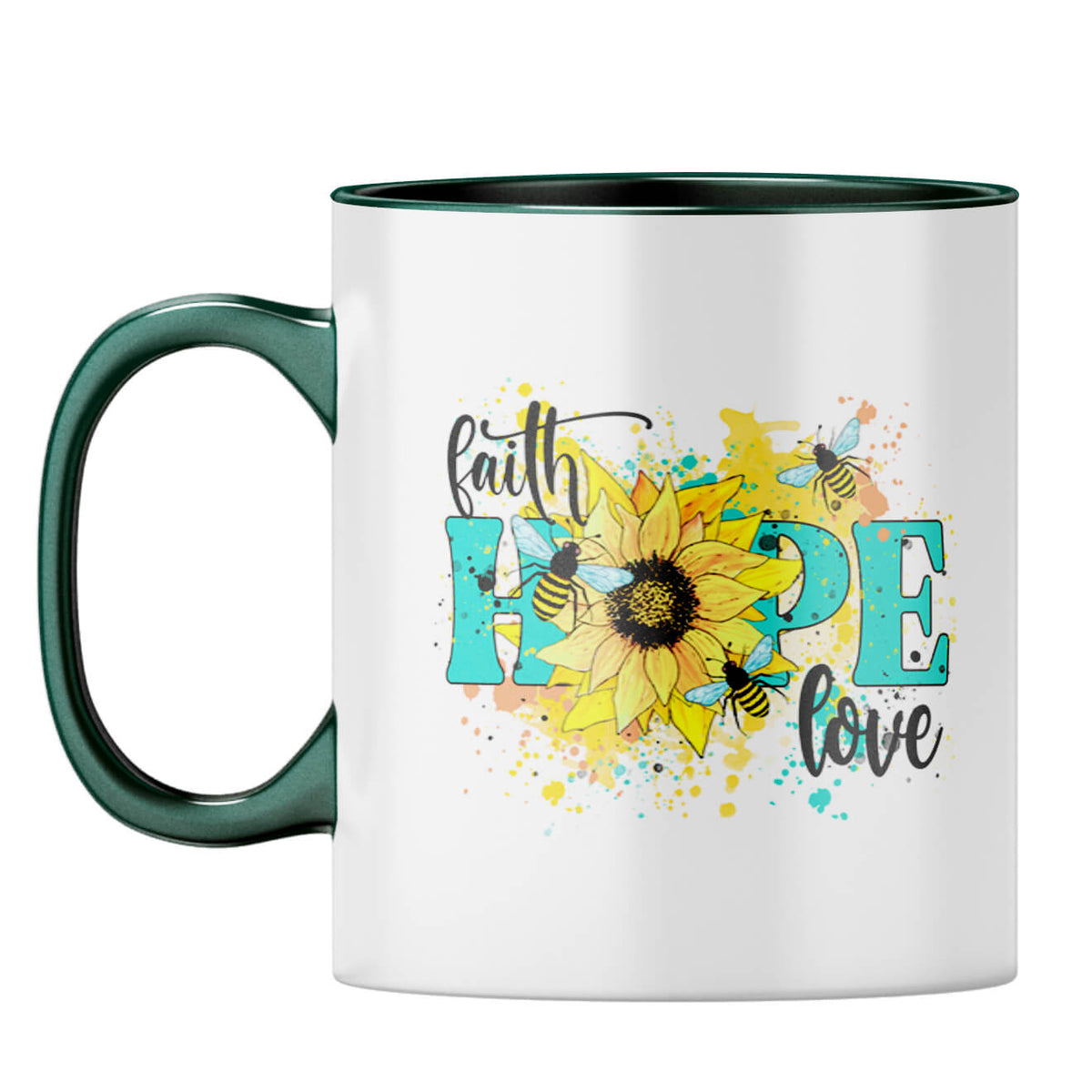 Faith Hope Love Coffee Mug Dark Green
