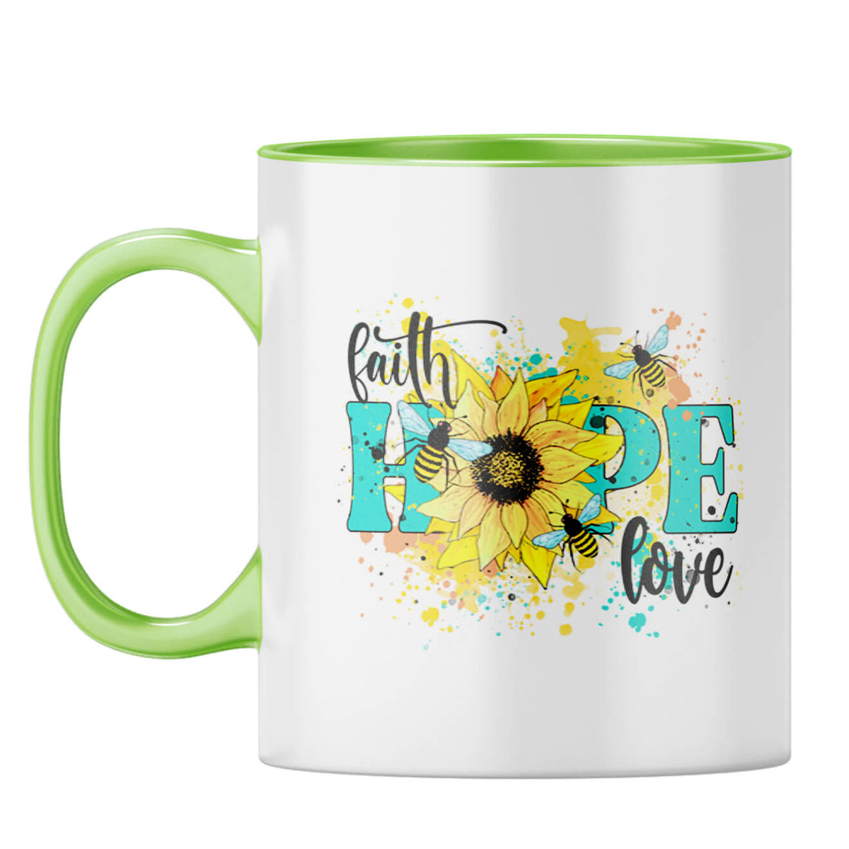 Faith Hope Love Coffee Mug Light Green