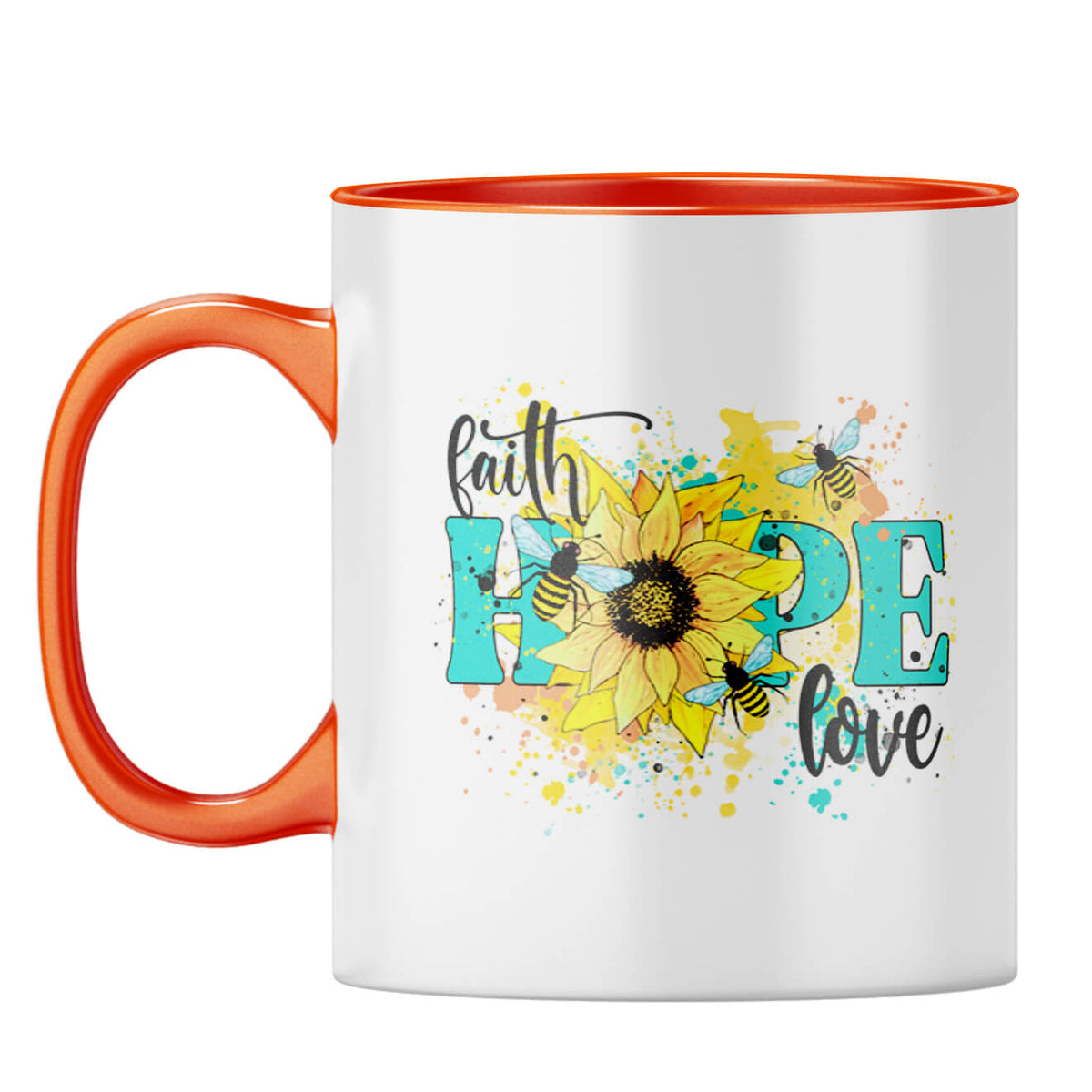 Faith Hope Love Coffee Mug Orange