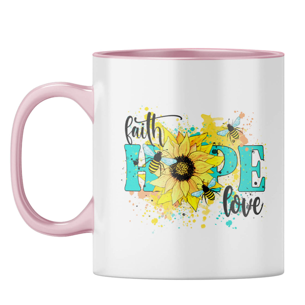 Faith Hope Love Coffee Mug Pink