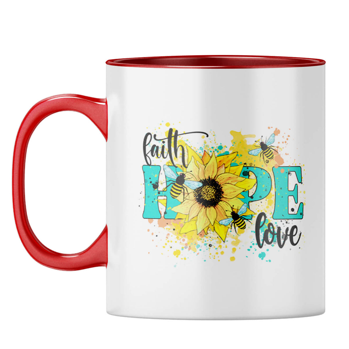 Faith Hope Love Coffee Mug Red