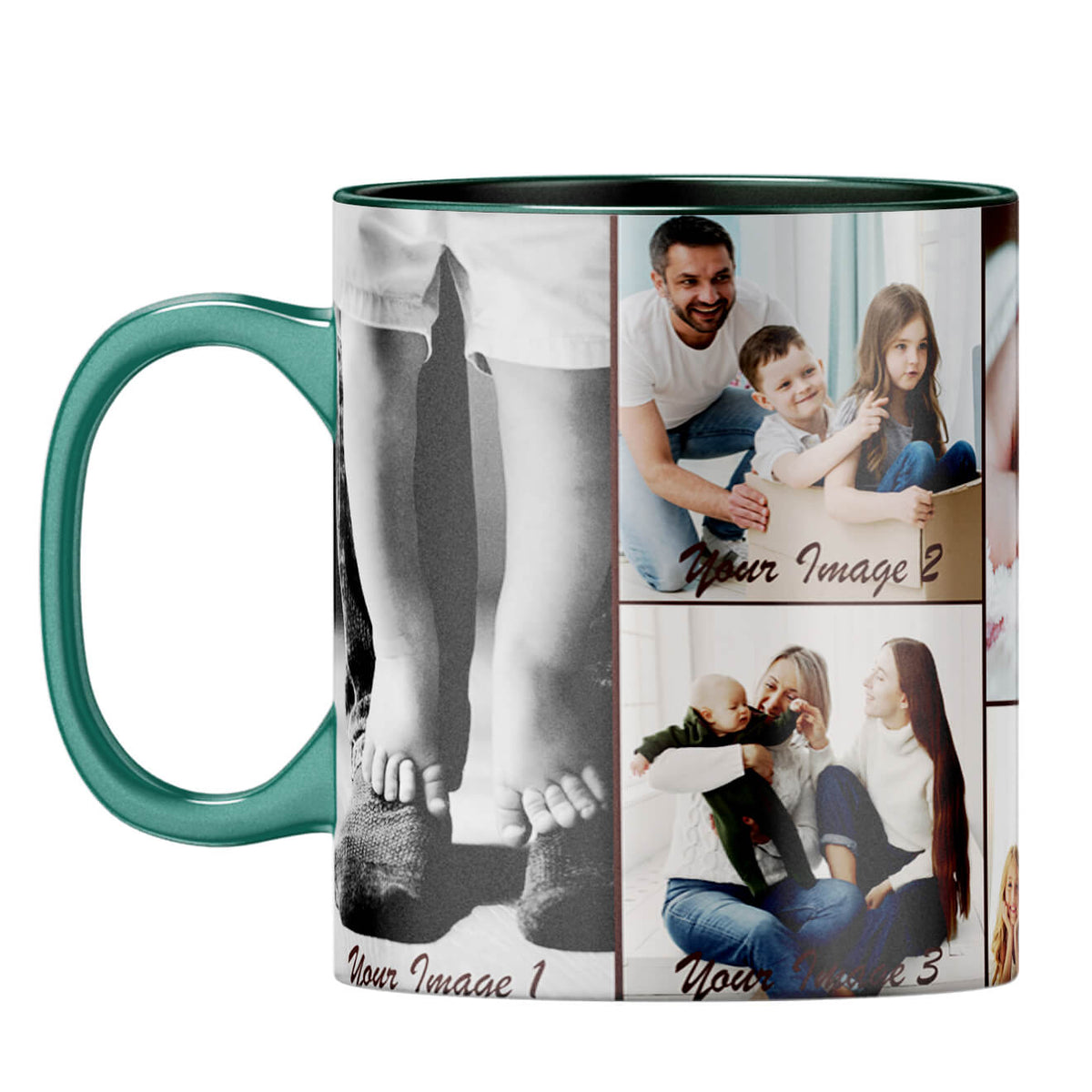 Family Collage Coffee Mug Dark Green
