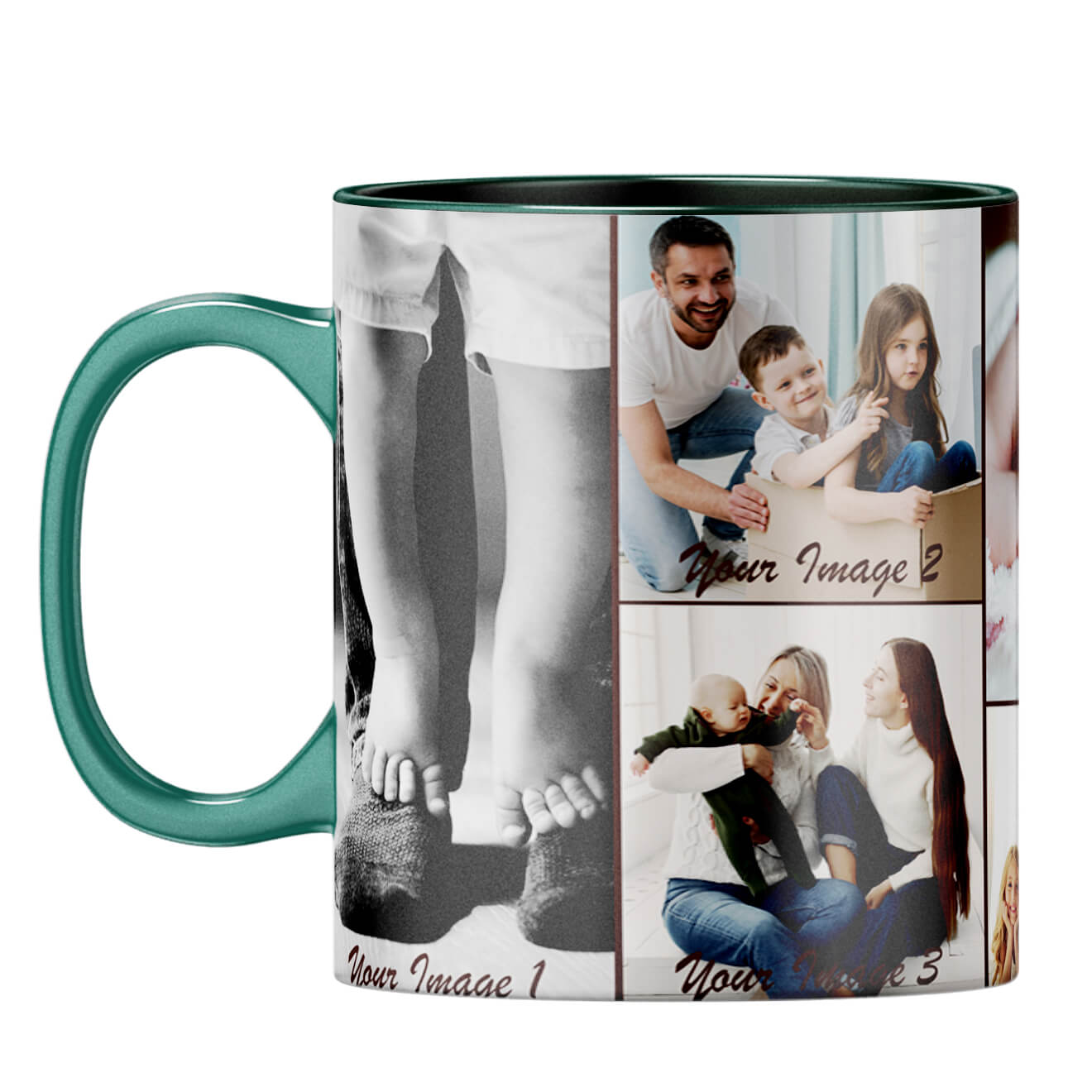 Family Collage Coffee Mug Dark Green