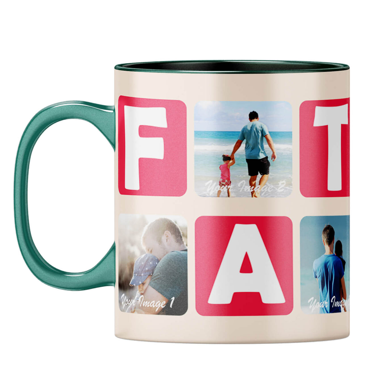 Father Collage Coffee Mug Dark Green