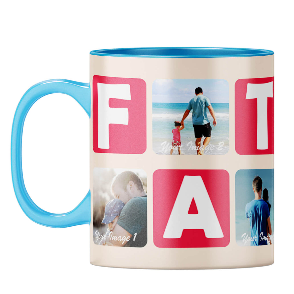 Father Collage Coffee Mug Light Blue